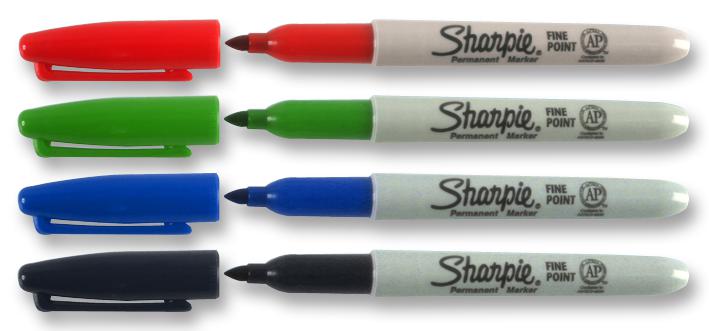 S0811010 MARKER FINE TIP, 4 COLOUR SHARPIE