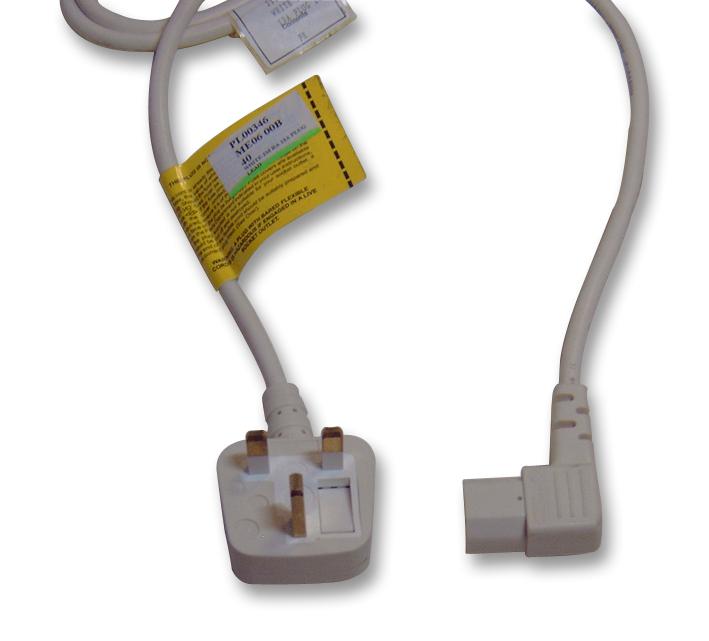PE01074 LEAD UK PLUG - R.A IEC C13 SKT WH 5A 2M PRO ELEC