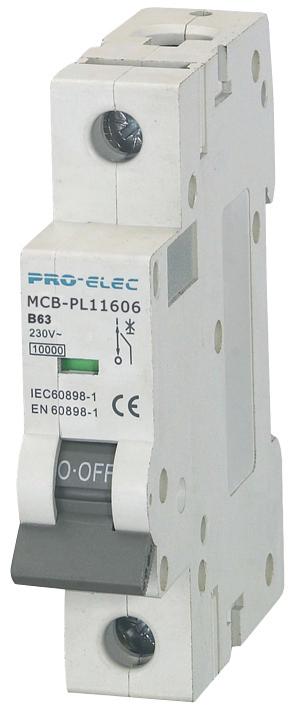 AUB7 1P B63A THERMAL MAG CKT BREAKER, 1P, 63A, 230VAC PRO ELEC