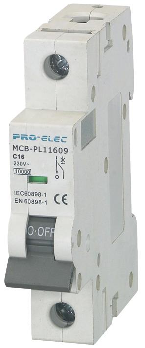 AUB7 1P C16A THERMAL MAG CKT BREAKER, 1P, 16A, 230VAC PRO ELEC