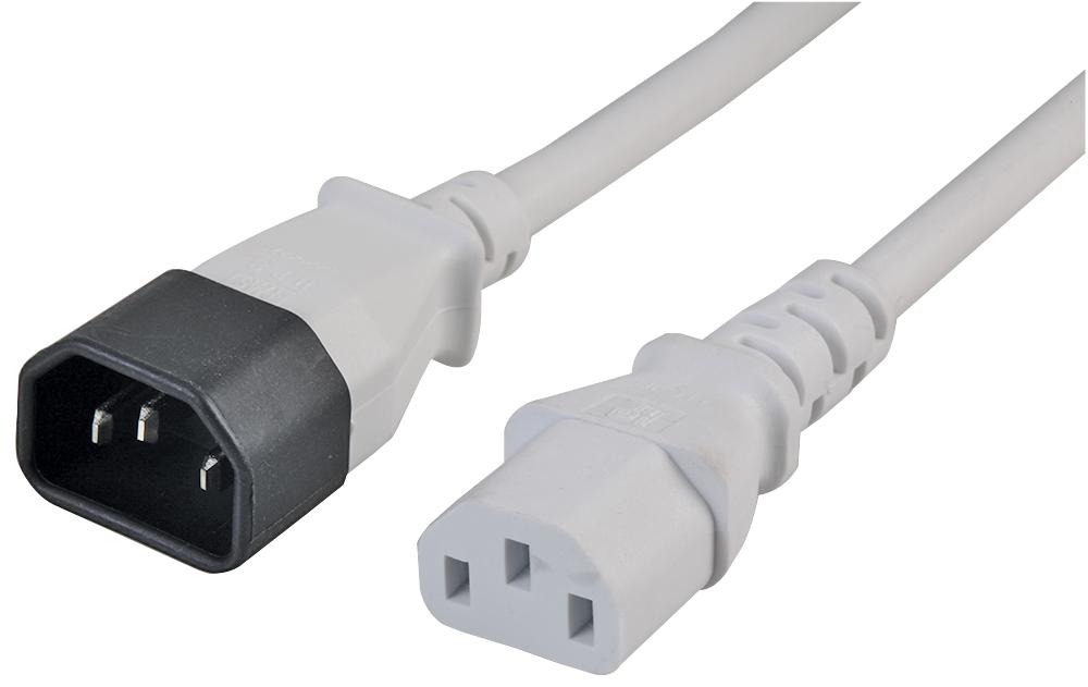 PE01112 POWER CORD, IEC C14-C13, 3M, WHT PRO ELEC