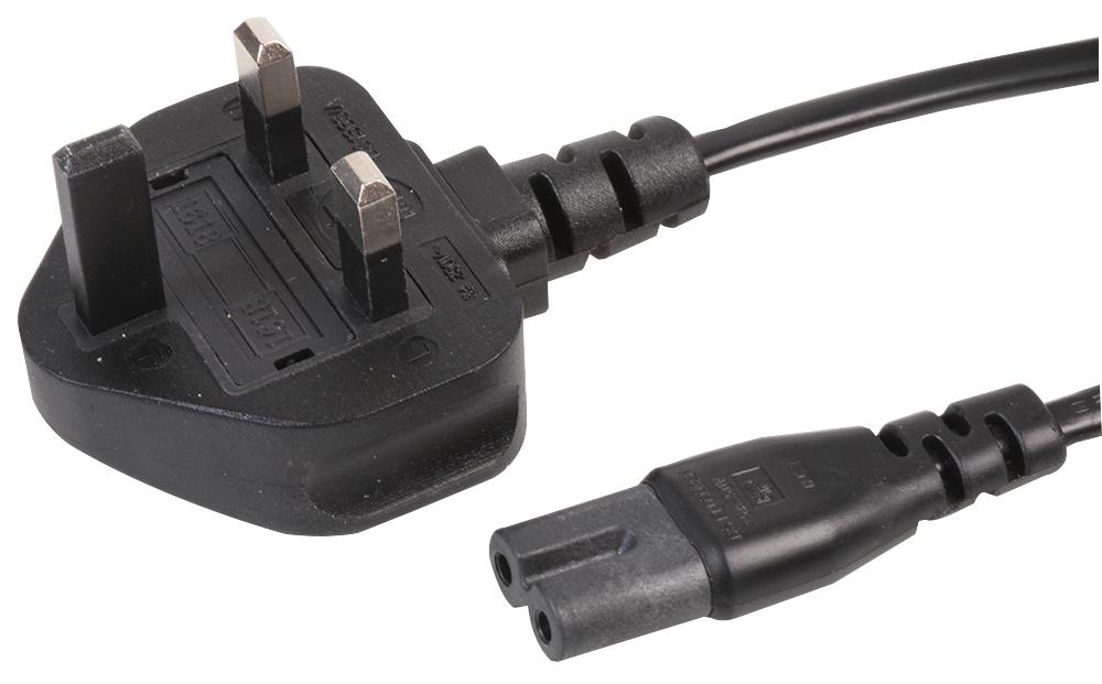 PEL00810 POWER CORD, UK-IEC 60320 C7, 1.5M, BLACK PRO ELEC