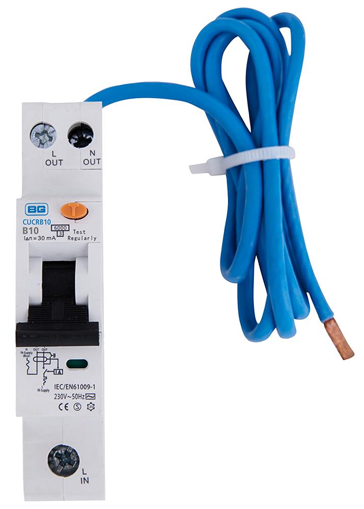 CUCRB10A-01 COMPACT RCBO, TYPE A, B CURVE, 10A BG ELECTRICAL
