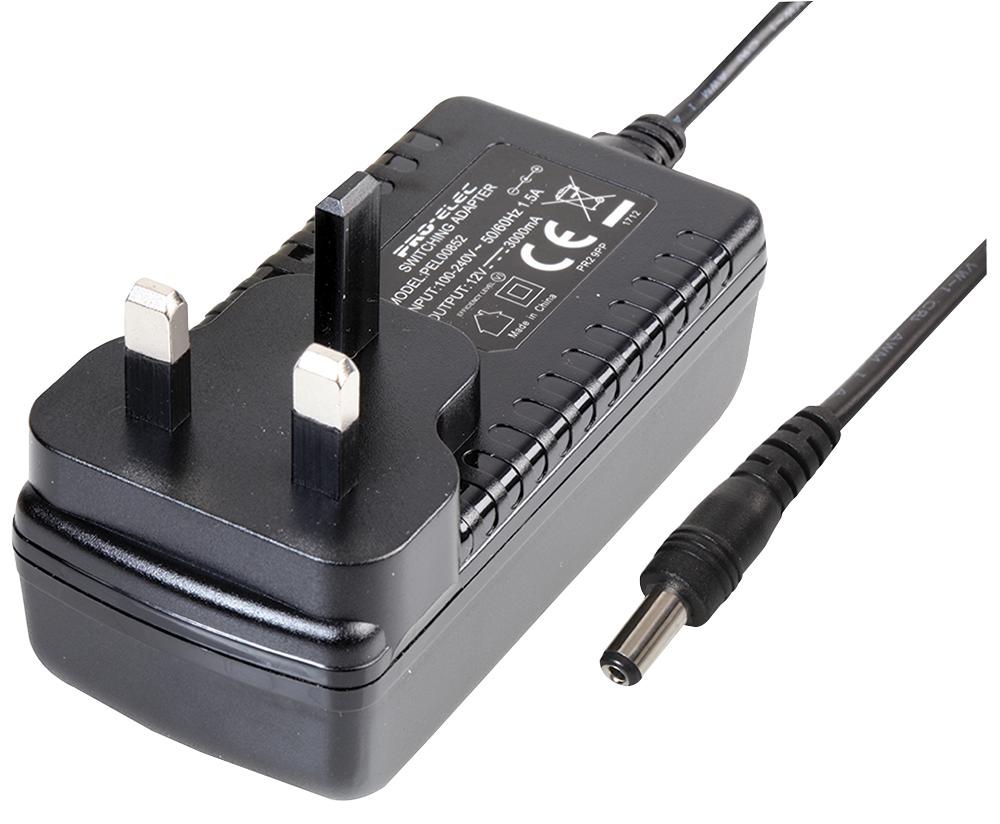 PEL00854 AC-DC PSU 12V 3A 2.5MM DC PLUG PRO ELEC