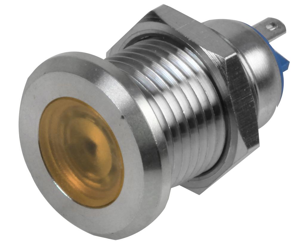 RJS01-16I-170P-Y-BS-12V-67J LED INDICATOR, 16MM FLAT YELL 12V BR/ST RJS ELECTRONICS