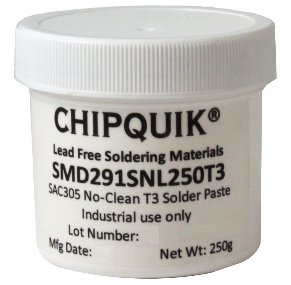 SMD291SNL250T3 SOLDER PASTE, SYNTHETIC NO CLEAN, 250G CHIP QUIK