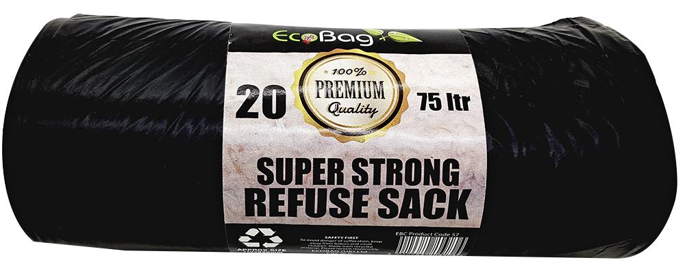 57 20 REFUSE SACKS 710 X 820 - 75 LITRES ECOBAG