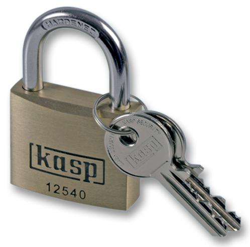K12540 PADLOCK BRASS PREM 40MM KASP SECURITY