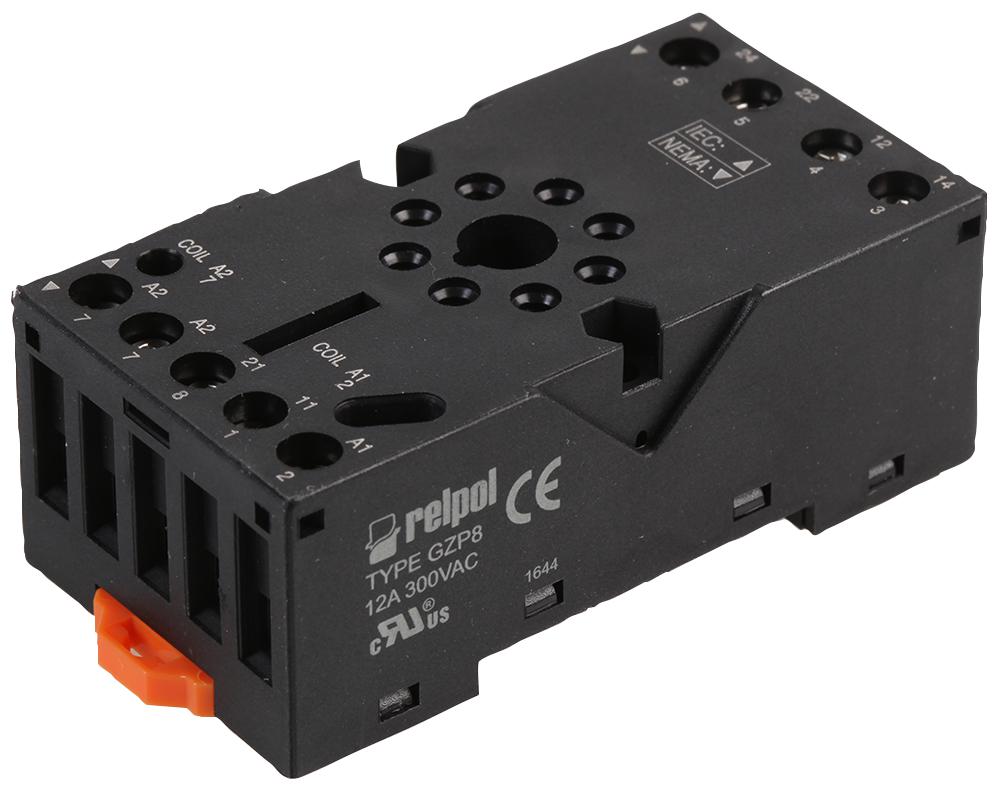 GZP8-BLACK OCTAL 8-PIN RELAY BASE, BLACK RELPOL