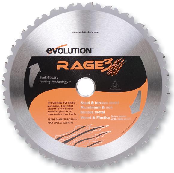 RAGEBLADE 255M MULTIPURPOSE MITRE SAW BLADE TCT 255MM EVOLUTION