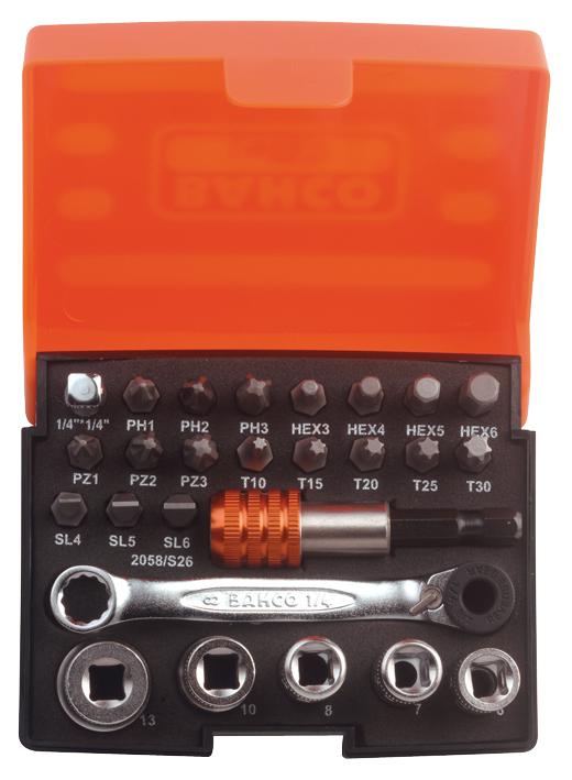 2058/S26 RATCHET BIT SET, STANDARD BAHCO