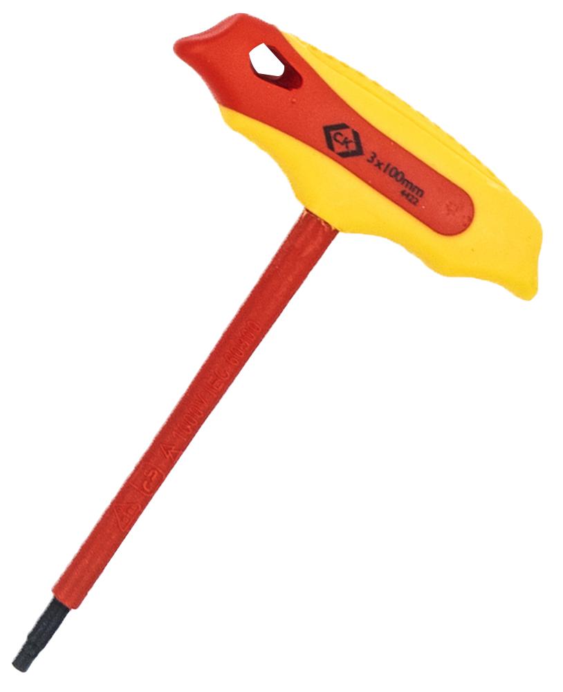 T4422 03 INSULATED T HANDLE HEX KEY, 3MM, 125MM CK TOOLS