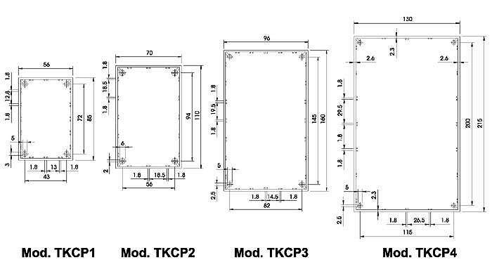 TKCP4G COVER BEHUIZING - GRIJS 215 x 130 x 82.9mm