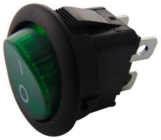 MR210R5LBG - Rocker Switch, On-Off, DPST, Illuminated, Panel Mount, Green, MR-R - APEM
