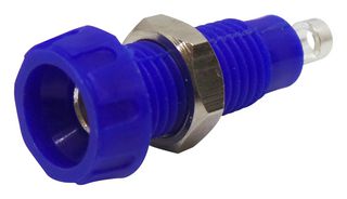 563-0200-01 - Banana Test Connector, 4mm, Socket, Panel Mount, 10 A, 50 V, Silver Plated Contacts, Blue - DELTRON COMPONENTS