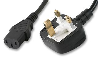 X-439307A - Mains Power Cord, Mains Plug, UK to IEC 60320 C13, 3.11 m, 10 A, 250 VAC, Black - VOLEX