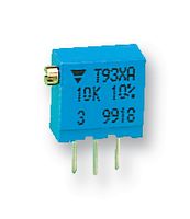 T93XA103KT20 - Trimpot, Multi Turn, Cermet, Side Adjust, 10 kohm, Through Hole, 23 Turns - VISHAY