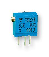T93XB103KT20 - Trimpot, Multi Turn, Cermet, Side Adjust, 10 kohm, Through Hole, 23 Turns - VISHAY