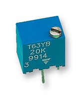 T63YB502KT20 - Trimpot, Multi Turn, Cermet, Top Adjust, 5 kohm, Through Hole, 15 Turns - VISHAY