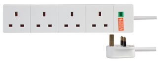 9988S-5M - 4 Gang Surge Protected Extension Lead, White 5m - PRO ELEC