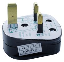 9518 5A BLACK - UK Mains Plug, 5A Fuse - PRO ELEC