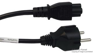 GW-151615 - Mains Power Cord, CEE 7/7 Plug to IEC 60320 C5, 500 mm, 16 A, 250 VAC, Black - MULTICOMP PRO