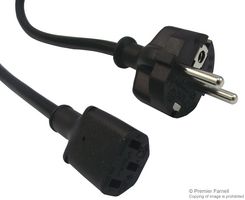 GW-151619 - Mains Power Cord, CEE 7/7 Plug to IEC 60320 C13, 1 m, 16 A, 250 VAC, Black - MULTICOMP PRO