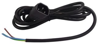GW-151628 - Mains Power Cord, IEC 60320 C14 to Free End, 2 m, 10 A, 250 VAC, Black - MULTICOMP PRO