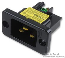 H320B - Power Entry Connector, IEC, 20 A, Black, Nylon (Polyamide) Body, 250 V - HUBBELL WIRING DEVICES