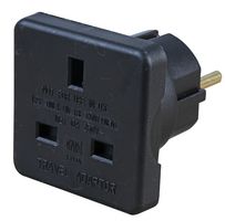 1518A BLK - Mains Adapter, UK, Euro (Schuko), 10 A, Black, Plastic Body, 250 V - PRO ELEC