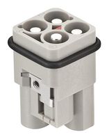09120033051 - Heavy Duty Connector, Han Q, Insert, 3+PE Contacts, 3A, Plug, Crimp Pin - Contacts Not Supplied - HARTING