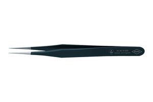 92 28 70 ESD - Tweezer, Straight, Pointed, Stainless Steel, 110 mm Overall - KNIPEX