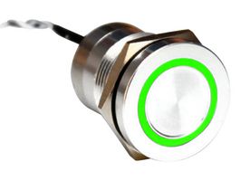 MC19LOSGR - Vandal Resistant Switch, MC, 19.2 mm, SPST-NO, Off-On, Flush, Natural - BULGIN LIMITED