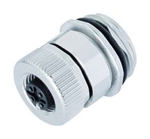 99-0432-500-04 - Sensor Connector, 713/763 Series, M12, Female, 4 Positions, Screw Socket, Straight Panel Mount - BINDER