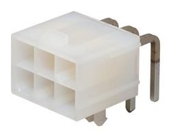 26-01-3116 - Pin Header, Power, 4.2 mm, 2 Rows, 6 Contacts, Through Hole Right Angle, Mini-Fit Jr. 5569 - MOLEX