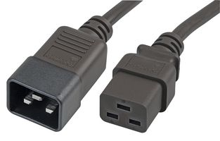 PEL01246 - Mains Power Cord, 500 mm, 16 A, 250 V, Black - PRO ELEC