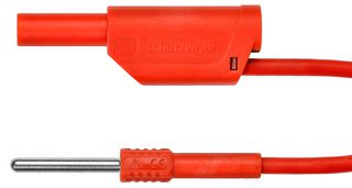 AL 8323 / 1 / 100 / RT - Test Patch Lead, 4mm Stackable Banana Plug, Shrouded, Pin Tip Plug, 3.3 ft, 1 m, Red, 19 A - SCHUTZINGER