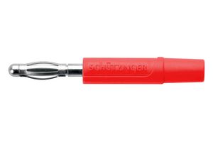 FK 04 L NI / RT - Banana Test Connector, Plug, Cable Mount, 12 A, 70 VDC, Nickel Plated Contacts, Red - SCHUTZINGER