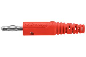 FK 8 S NI / RT - Banana Test Connector, Plug, Cable Mount, 32 A, 70 VDC, Nickel Plated Contacts, Red - SCHUTZINGER