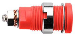 SEB 6445 NI / RT - Banana Test Connector, Jack, Panel Mount, 32 A, 1 kV, Nickel Plated Contacts, Red - SCHUTZINGER
