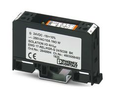 EMG 17-REL/KSR-G 24/SO38 BK - Power Relay, SPST-NO, 24 VDC, 10 A, EMG 17-REL, DIN Rail, Non Latching - PHOENIX CONTACT