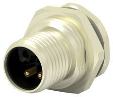 T4141L12031-000 - Sensor Connector, M12, 2P + PE Positions, PCB Socket, Straight Panel Mount - TE CONNECTIVITY