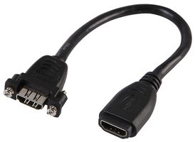 PSG03803 - Audio / Video Cable Assembly, HDMI A Socket Panel Mount, HDMI A Socket, 0.52 ft, 160 mm, Black - PRO SIGNAL