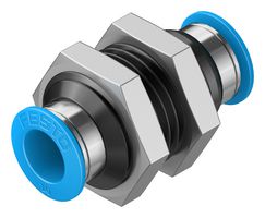 153160 - Pneumatic Fitting, Push-In Bulkhead Fitting, M20, 14 bar, 10 mm, Brass, QSS - FESTO