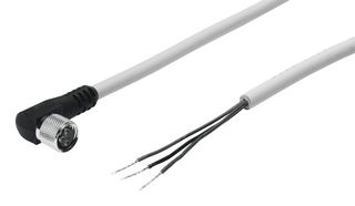 SIM-M8-3WD-2,5-PU - Sensor Cable, 90° M8 Receptacle, Free End, 3 Positions, 2.5 m, 8.2 ft - FESTO
