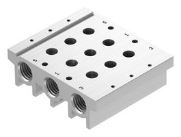 VABM-L1-18S-G38-3 - Manifold Rail, 3 Outlet, G3/8, VABM Series, VUVG-S18 Solenoid/G1/4 In-Line Valves - FESTO
