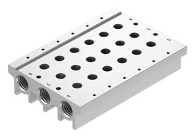 VABM-L1-18S-G38-6 - Manifold Rail, 6 Outlet, G3/8, VABM Series, VUVG-S18 Solenoid/G1/4 In-Line Valves - FESTO