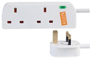 1202NS-2M - Surge Protector, 2 Outlets, UK, 13 A, 240 V, UK, 2 m - PRO ELEC