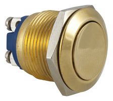MP005741 - Vandal Resistant Switch, Brass, 19 mm, SPST-NO, Momentary, Round Flat - MULTICOMP PRO