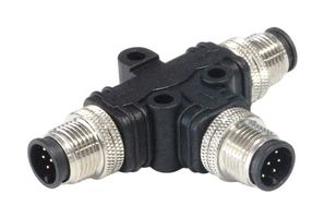 PXPPVC08TSMM04AFIIFI - Sensor Splitter, T - Style, Panel Mount, 4 Position M8 Plug, 2 x 4 Position M8 Plug, Black - BULGIN LIMITED